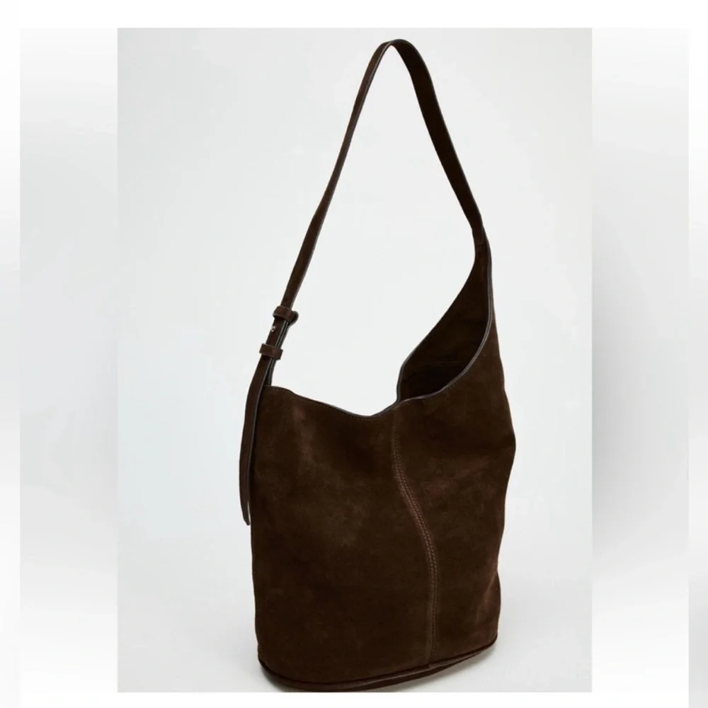 Zara Asymmetric Soft Suede Shoulder Bag - Picture 4 of 4
